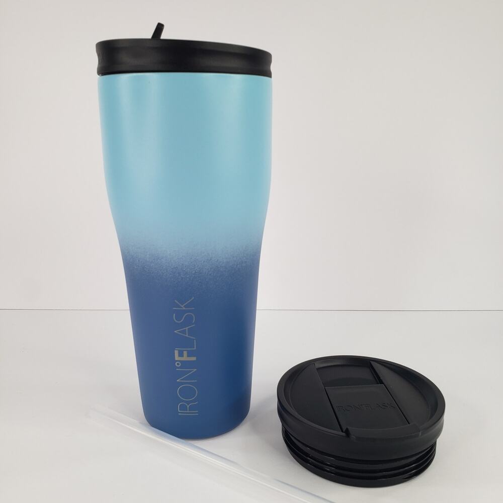 IRON °FLASK Rover Tumbler 32oz Blue Waves Vacuum Insulated 2Lids 2Straws Hydrate